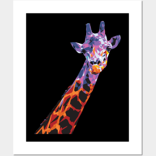 colorful wildlife mammal fauna giraffe Posters and Art